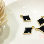 062▪️エナメルチャーム▪️ひし型チャーム黒4個セット▪️菱形・ダイヤ