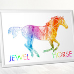 宝石馬 JEWEL HORSE　　【A3アートポスター】"おしゃれインテリア雑貨/ウマ/カラフル/レインボー"