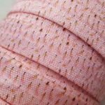 【SALE】ヘアタイに　ミニフェザー柄(ピンク系)　伸縮リボン　2m