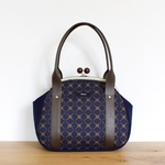 デイリーがま口バッグ：ネイビー×チョコ