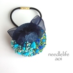 Bluebigribbon刺繍ヘアゴム