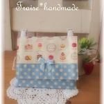 防水ラミネート　*移動ポケット*　スイーツ＆水色ドット