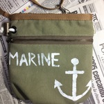 トリーツポーチ（カーキ帆布・MARINE＋イカリ）＃1720