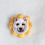 刺繍ブローチ(ヒマワリ犬)