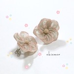 ★SALE 🌸リネンフラワーのピアス／イヤリング ピンク