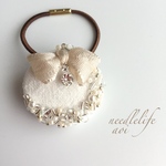 elegantcrescentmoon刺繍ヘアゴム
