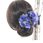送料無料》アジサイたっぷりのヘアクリップ　グラデーションブルー