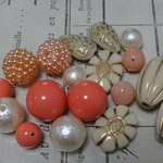アンティ―ク風アクリルビーズセット（coral)　