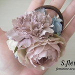 antique カラー flower 大きめ ヘアゴム