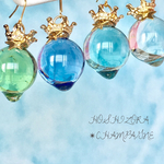 【1点物】星空シャンパン✴︎ピアス/星/ゴールド/キラキラ/ゆらゆら/レジン/氷/しゃぼん玉/アシンメトリー/クラウン/ガラス/雫/個性派/涼しげ