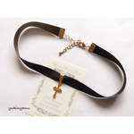 【送料無料】十字架のチョーカー/サテンブラック