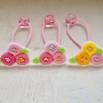 桜色 花 刺繍 パステル キッズ ヘアゴム 単品