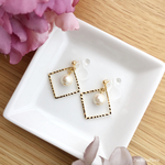 ＊ロングセラー♡再販×56＊まろやかコットンパールの煌めきスクエアイヤリング