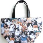 【送料無料】usaコットン トートバッグ 猫柄 ファスナー付き 子猫
