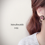 再販21♡ビーズ刺繍とフープのピアス◯ブラック