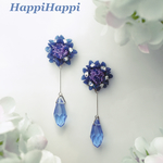 紫陽花と雫のピアス・イヤリング
