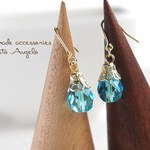 +angelo+チェコビーズの一粒ピアス(p-375)アクアマリン G 
