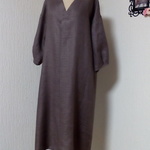 パープル　リネン　ワンピース👗