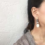 3way ヴィンテージ ラインカボションとたまごビーズのピアスorイヤリング