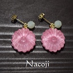 再販＊片耳販売＊和三盆ゼリーピアス　小菊ピンク