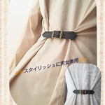 🍀再販🍀バックルタイプ男女兼用ギャザーベルト（黒本革手縫い黒糸）
