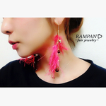 再販 パールとピンクのフェザー ✴︎ ピアス