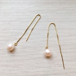 ＊14kgf＊淡水パールのチェーンピアス（one grain）