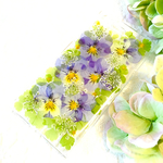 再販！！紫のビオラの押し花スマホケース
