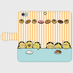 手帳型スマホケース【ドーナツ食べたい：オレンジ】
