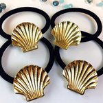 ヘアゴム シェル 貝殻 レジンミール皿 2個 セッティング土台付 アクセサリーパーツ 102UV366
