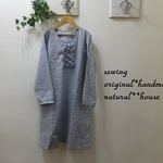 natural*(L)ライトグレーふりふりワンピース