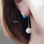 ＊感謝のお品＊   ターコイズと淡水パール ピアス   結婚式＊ スタッド ＊  キャッチ