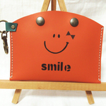 大人可愛い♡ ポケットティッシュケース リボン ニコちゃんスマイル 本革