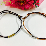 春夏新作☆cow leather〜6粒の真鍮〜2連アンクレット☆1点480円
