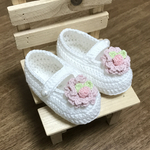 オーダーメイド☆綿100%手編みのベビーシューズ(ピンク)