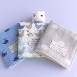 【ta様オーダー品】ミニハンカチset♪(クジラ・ハリネズミ・鳥)ガーゼハンカチ