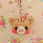 まんまるお顔のネコちゃん♪あみぐるみストラップ（茶トラ）
