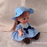 メルちゃん　ソランちゃん　ブルーストライプワンピ＆帽子セット　レミンちゃん　ネネちゃん服　めるちゃんの服