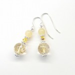 黄色のピアス ☆ シトリン ＆ アラゴナイト ☆ パワーストーン 天然石
