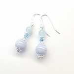水色のピアス ☆ ブルーレースアゲート ＆ アクアマリン ☆ パワーストーン 天然石