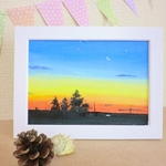 油絵原画『夕焼け空』　額縁付き