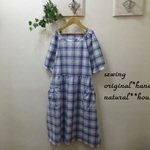 natural*(LL)涼ブルーチェックワンピース