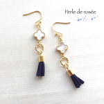 ミニタッセルとシェルパーツのピアス/イヤリング