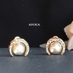 2way ビジューとコットンパール ピアス    ビジュー  春 大ぶり
