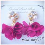 フラワータッセルビジューピアス/イヤリング