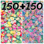 フラワー+フルーツ！300枚！カット済　スライス棒　ネイルパーツ　レジン　デコ