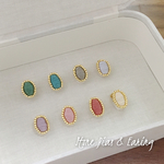 刺繍の宝石風 シンプルイヤリング