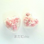 ハートガラスドームのお花Earring 