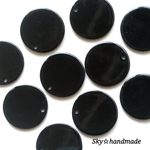 【10個】 ブラック ☆18mm／ 丸型　アクリルプレート