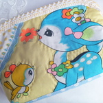 昭和レトロ  バンビ＆小鳥＆うさぎ　パッチワークポーチ　通帳入れ